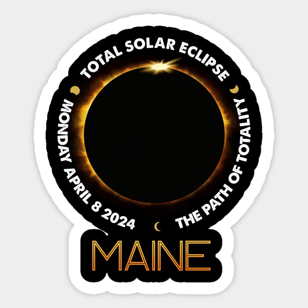 MAINE Total Solar Eclipse 2024 American Totality April 8 Sticker by Sky full of art